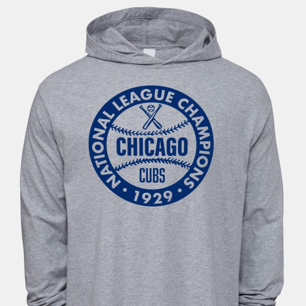 1929 Chicago Cubs Men's Cotton Jersey Hooded Long Sleeve T-Shirt by Vintage Brand