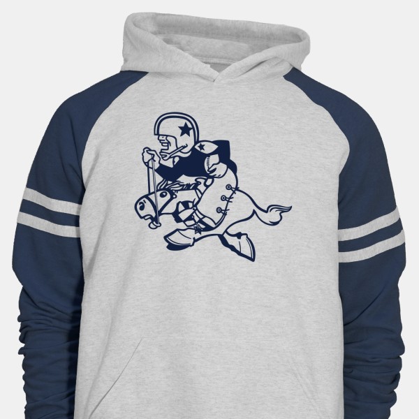 1965 Dallas Cowboys Artwork: Unisex Varsity Color-⁠Block Hooded Sweatshirt