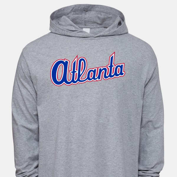 1976 Atlanta Braves Men's Cotton Jersey Hooded Long Sleeve T-Shirt by Vintage Brand