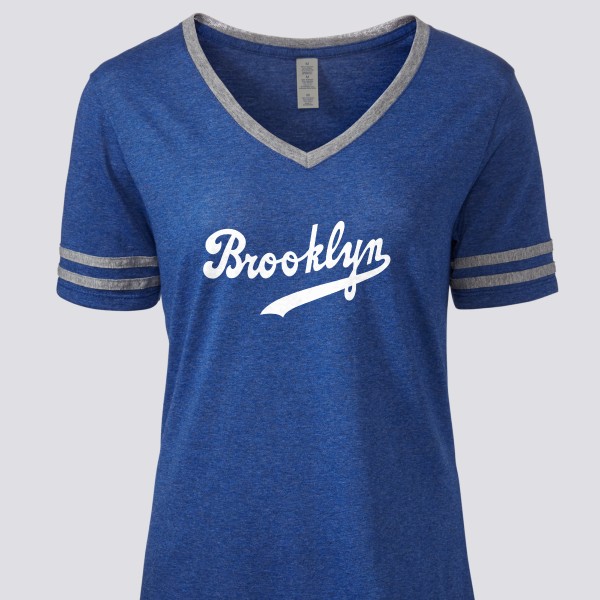 1945 Brooklyn Dodgers Artwork: Women's Tri-Blend Varsity V-neck T-Shirt