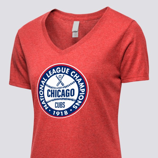 1918 Chicago Cubs Artwork: Women's Tri-Blend V-neck T-Shirt