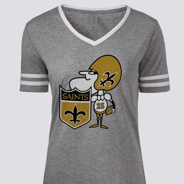 1967 New Orleans Saints Artwork: Women's Tri-Blend Varsity V-neck T-Shirt