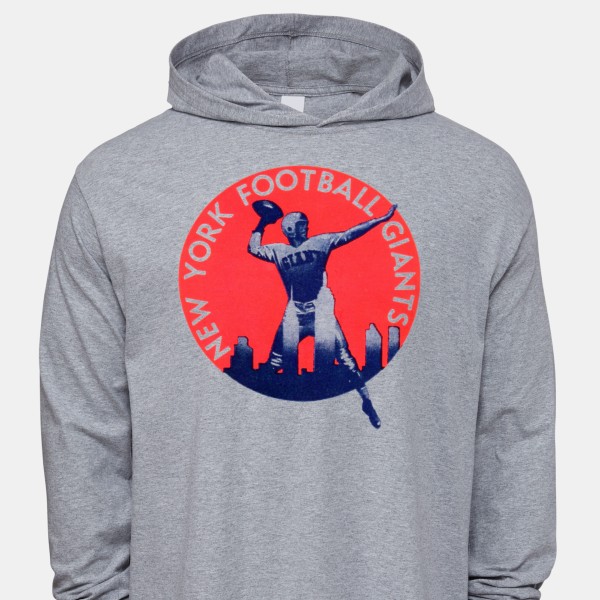 1957 New York Giants Artwork: Men's Cotton Jersey Hooded Long Sleeve T-shirt