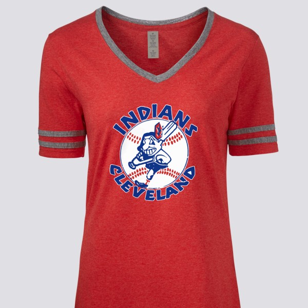 1977 Cleveland Indians Artwork: Women's Tri-Blend Varsity V-neck T-Shirt