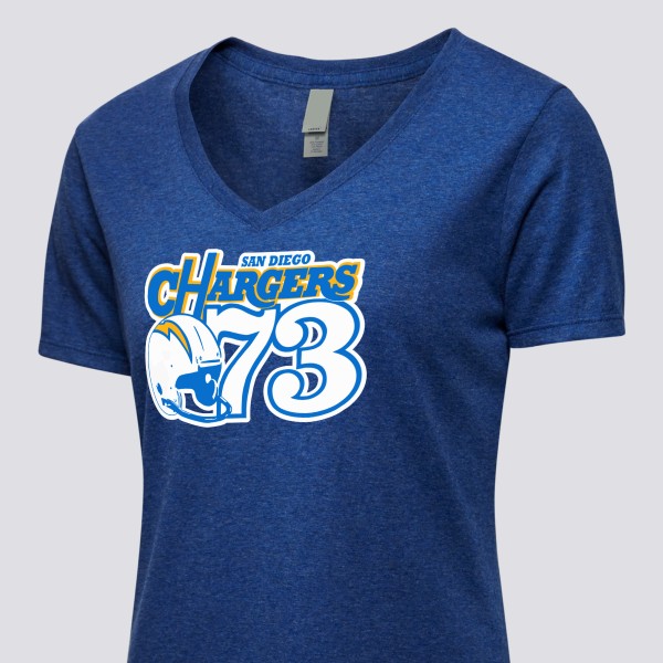 1973 San Diego Chargers Artwork: Women's Tri-Blend V-neck T-Shirt