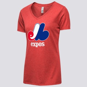 1982 Montreal Expos Artwork: Women's Tri-Blend Varsity V-neck T-Shirt