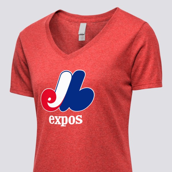 1982 Montreal Expos Artwork: Women's Tri-Blend Varsity V-neck T-Shirt