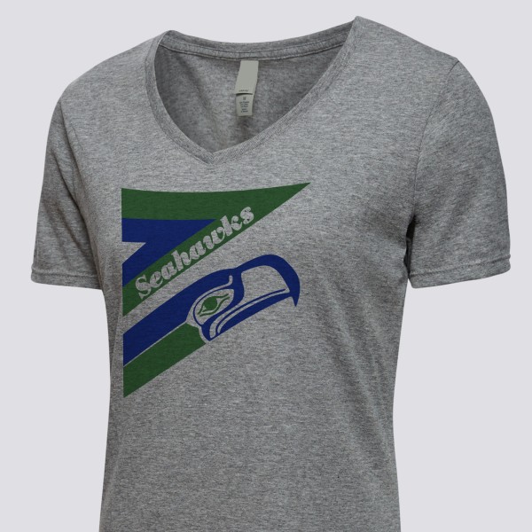 Seattle Seahawks Women's Button Shirts Long Sleeve V-Neck Blouse Tops  T-Shirts
