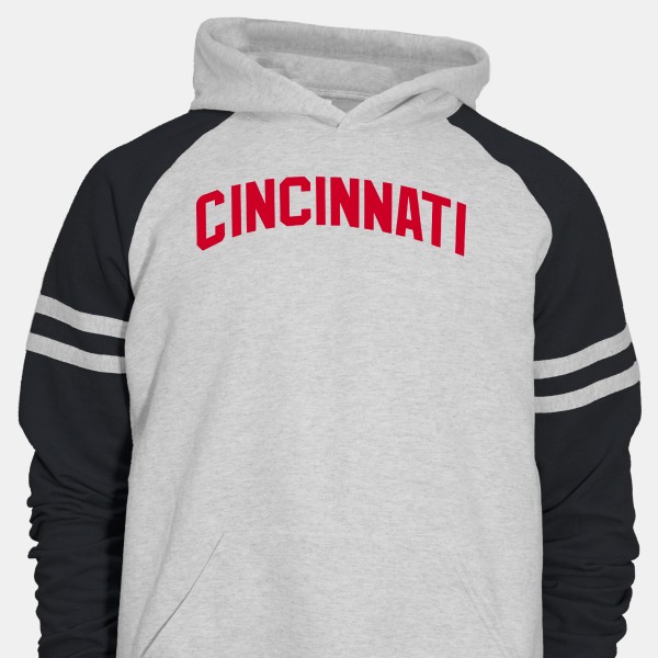 1987 Cincinnati Reds Unisex Varsity Color-⁠Block Hooded Sweatshirt by Vintage Brand