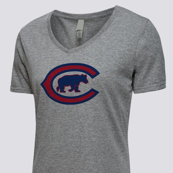 1918 Chicago Cubs Artwork: Women's Tri-Blend V-neck T-Shirt