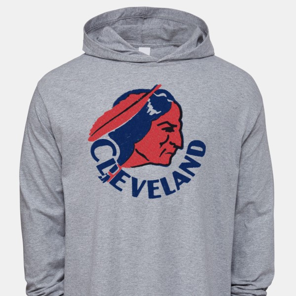 1950 Cleveland Indians Men's Cotton Jersey Hooded Long Sleeve T-Shirt by Vintage Brand