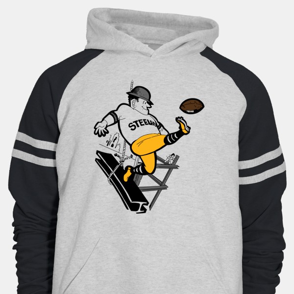 Pittsburgh Steelers Artwork: Unisex Varsity Color-⁠Block Hooded Sweatshirt