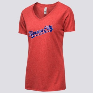 Women's White Kansas City Royals Raglan V-Neck Jersey T-Shirt